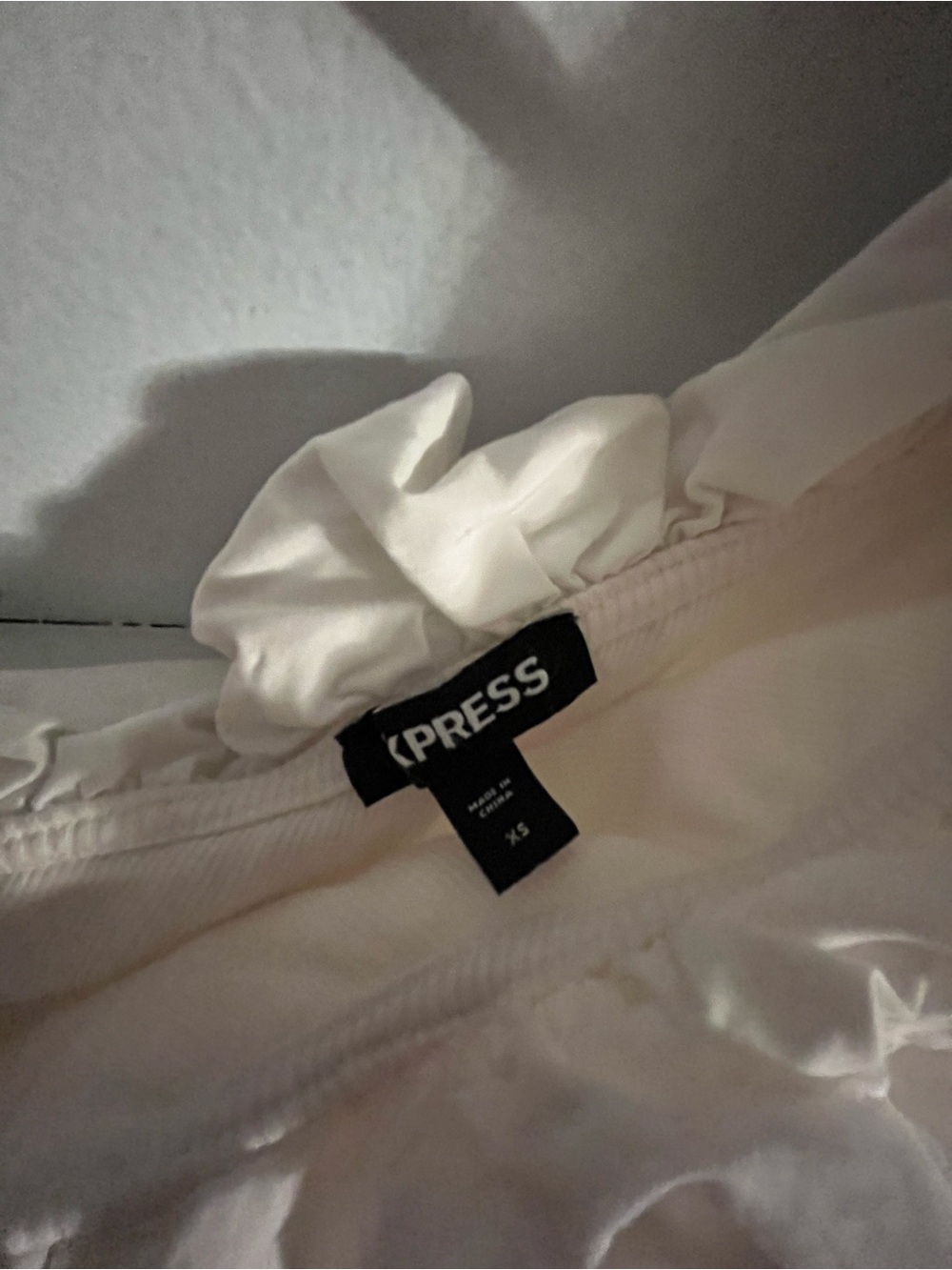 Express White One-Shoulder Ruffle Bodysuit - Picture 3 of 3